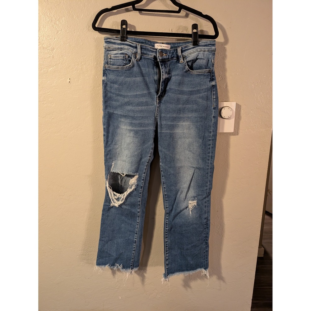 Womens Flying Monkey Distressed‎ cropped denim jeans size 30
